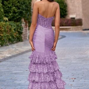 Elegant Purple Strapless Evening Gown